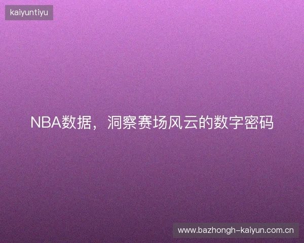 NBA数据，洞察赛场风云的数字密码